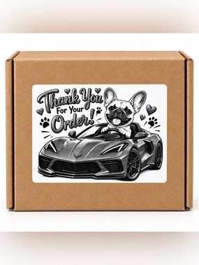 French Bulldog Corvette Thank You Stickers-100ct.